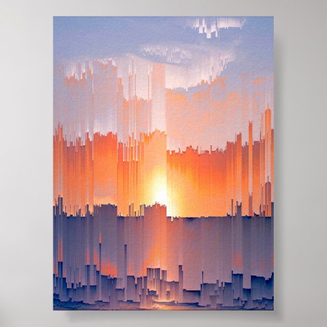 Poster Coucher de soleil vibrant sur la ligne d'horizon e (Devant)
