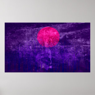 Poster Coucher de soleil violet peinture Abstraite