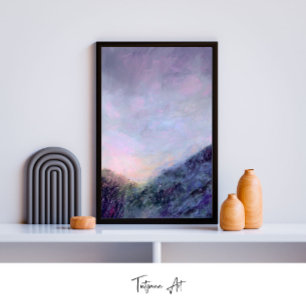 Poster Coucher de soleil violet Sky Mountain peinture pay