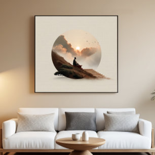 Poster Coucher de soleil Zen Abstrait minimal art mur