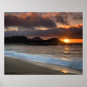 Poster Coucher du soleil à la plage de monastère, Carmel,