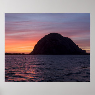 Poster Coucher du soleil à l'affiche de roche de Morro