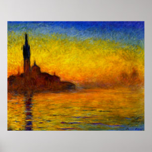 Poster Coucher du soleil au-dessus de Venise par la copie