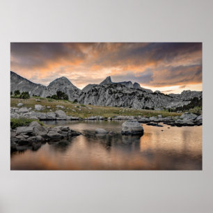 Poster Coucher du soleil au lac pyramid