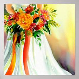 Poster Coucher du soleil, Bouquet en cascade nuptiale 1,