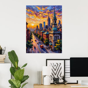 Poster Coucher du soleil de la ville