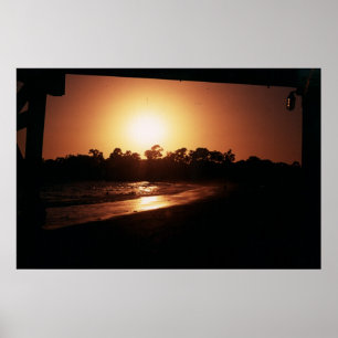 Poster coucher du soleil de plage de goleta, Santa