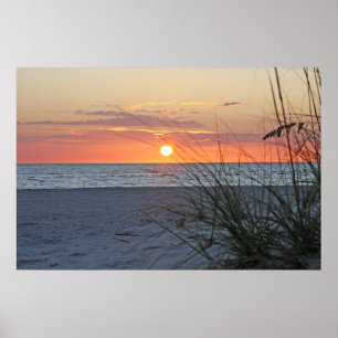 Poster Coucher du soleil d'île de trésor sur la toile,