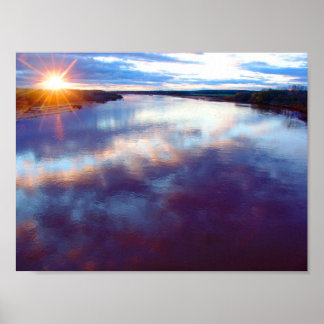 Poster Coucher du soleil du début du printemps, rivière C