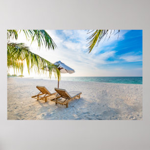 Poster Coucher du soleil extraordinaire de plage
