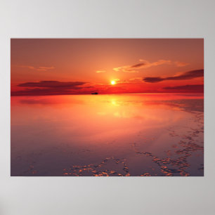 Poster coucher du soleil : glace brûlante