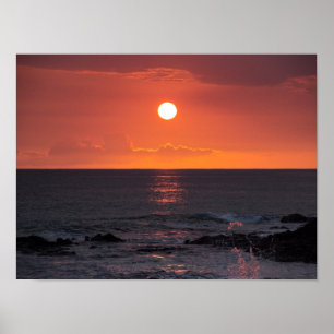 Poster Coucher du soleil hawaïen d'océan - couchers du