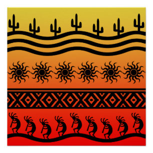 Poster Coucher du soleil Kokopelli de désert de sud-ouest
