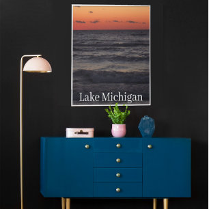 Poster coucher du soleil, lac Michigan