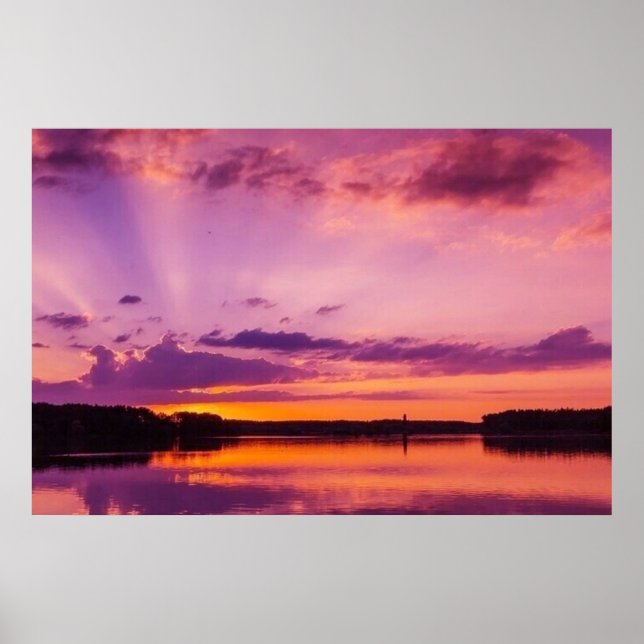 Poster Coucher du soleil Nuages pourpres Paysage nature é (Devant)