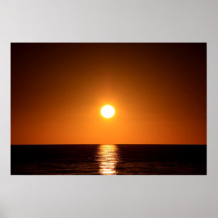 Poster Coucher du soleil orange-foncé avec la réflexion