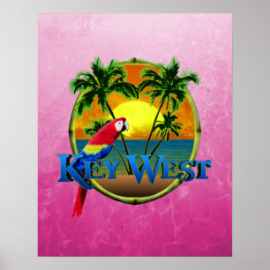 Poster Coucher du soleil rose de Key West