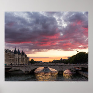 Poster Coucher du soleil sur l'affiche de la Seine