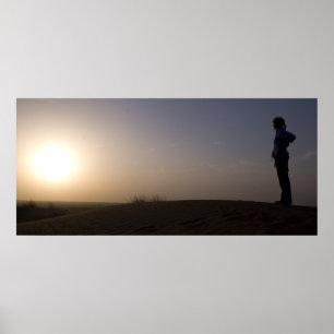 Poster Coucher du soleil sur le désert