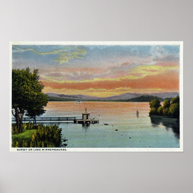 Poster Coucher du soleil sur le lac (Devant)