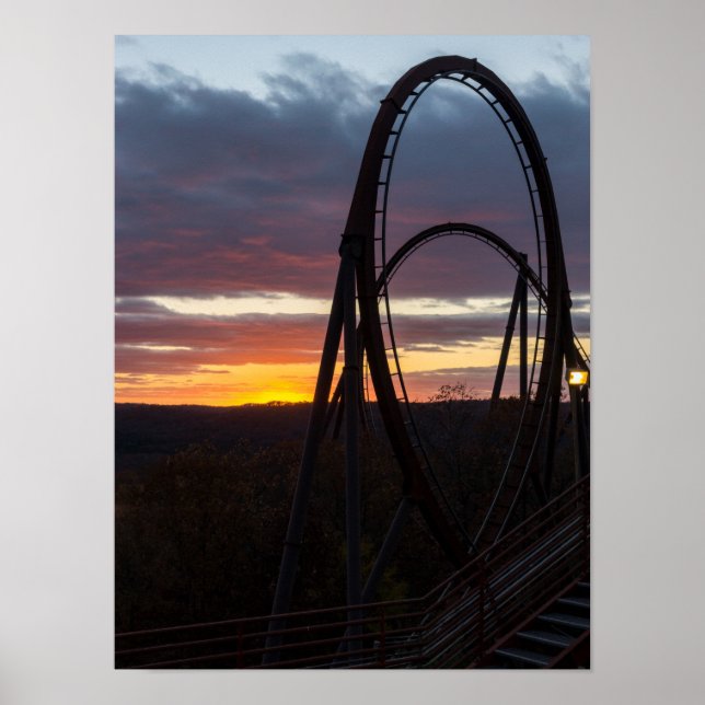 Poster Coucher du soleil sur un feu de forêt (Devant)