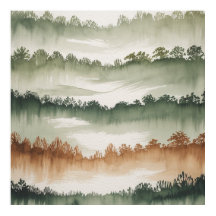 Couches de Forêt Misty - Paysage Aquarelle