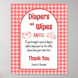 Poster Couches et lingettes jeu de Baby Shower BBQ