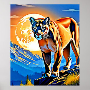 Poster Cougar de montagne : Majesté du coucher du soleil