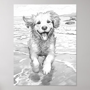 Poster Couleur adulte de chien réaliste