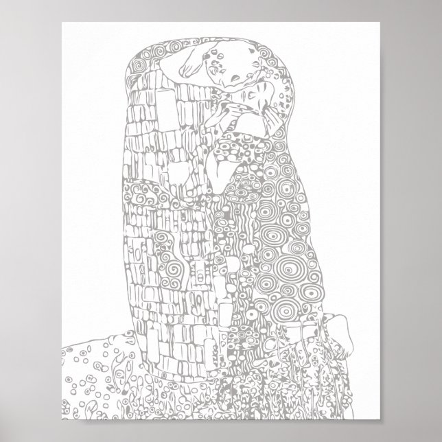 Poster Couleur adulte | Klimt "The Kiss" Célèbre Art (Devant)