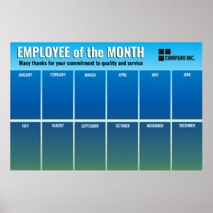 Poster Couleur bleue de l'employé du mois affichage photo