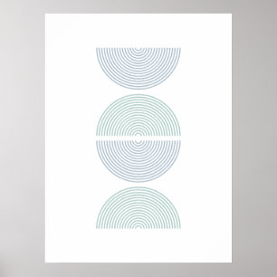 Poster Couleur bleue et verte demi-cercles Art minimalist