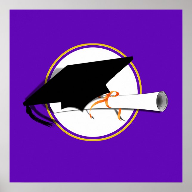 Poster Couleur Casquette de 2e année violet et or (Devant)