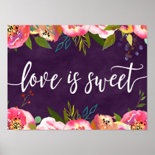 Poster Couleur chic en fleurs Mariage modifiable L'amour