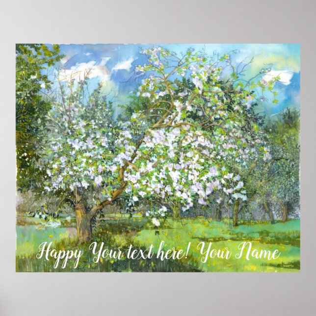 Poster Couleur d'aquarelle fleurie (Devant)