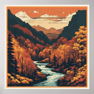 Poster Couleur d'automne sur l'art graphique du fleuve Co