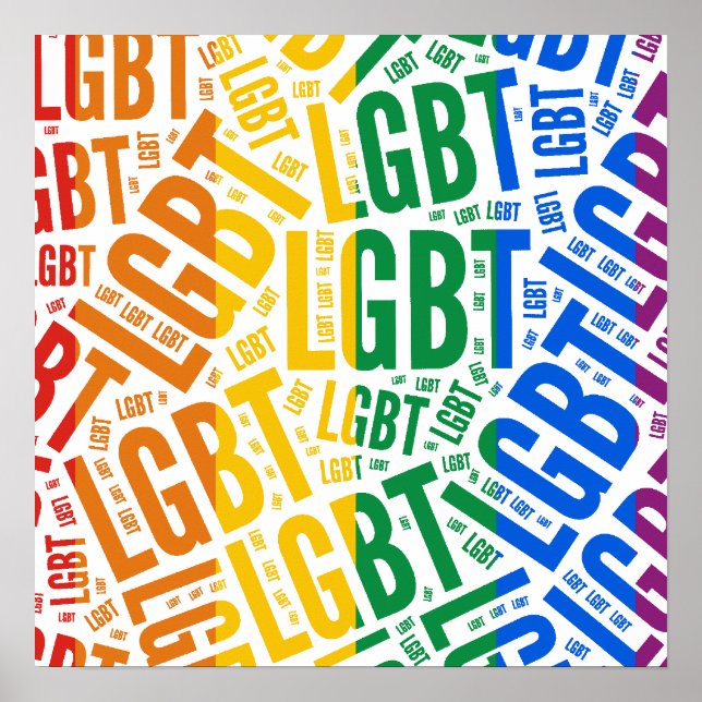 POSTER COULEUR DE MOTIF DE MOT LGBT (Devant)