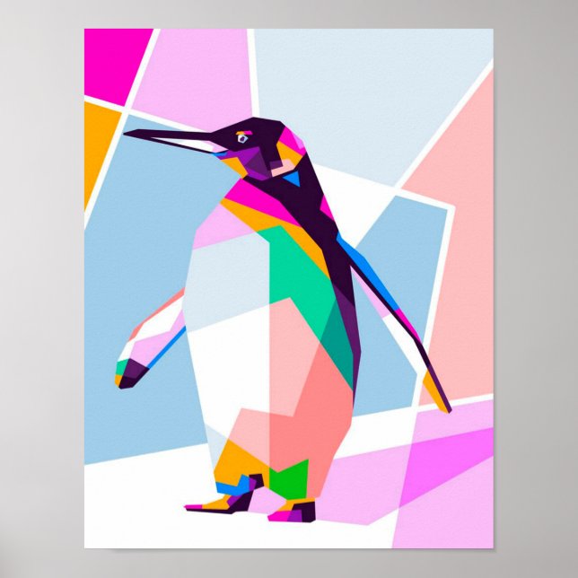 Poster Couleur de pingouin géométrique | Cadeau d'art (Devant)