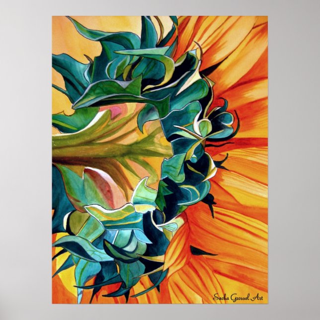 Poster Couleur de tournesol jaune peinture d'art original (Devant)