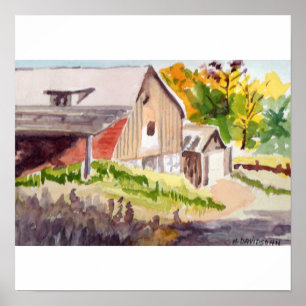 POSTER COULEUR D'EAU DE LA ROUTE DU PAYS SUR CANVAS