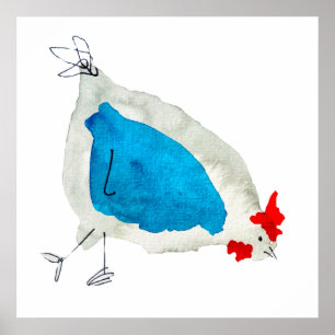 Poster Couleur d'eau des poulets mignons