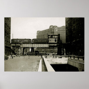 POSTER COULEUR D'EAU DU TRAIN MART TROLLEY DE CHICAGO MER