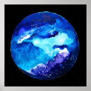 Poster Couleur d'eau nébuleuse de la galaxie de la planèt