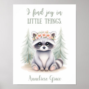 Poster Couleur d'eau personnalisée Raccoon Bois Animaux P