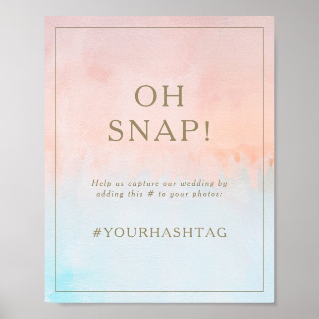 Poster Couleur d'été coucher d'eau Oh Snap Mariage Hashta (Devant)