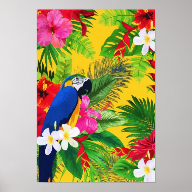 Poster Couleur d'été Tropical Toucan Feuille (Devant)