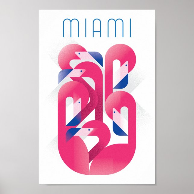 Poster Couleur du Flamant rose Miami (Devant)