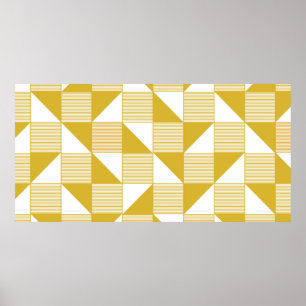 Poster Couleur jaune avec forme de triangle et lignes sur