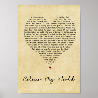 Poster Couleur Mon Monde Chanson Vintage Coeur Imprimer