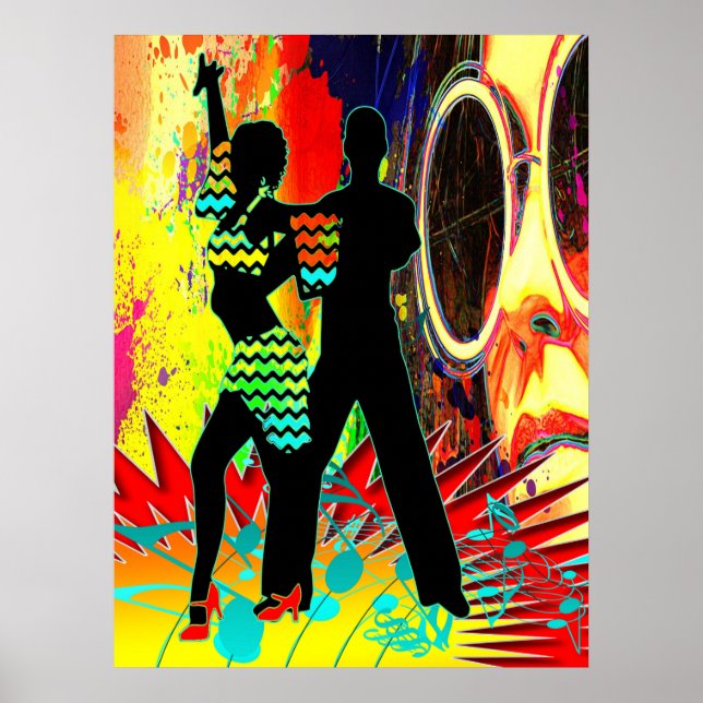 Poster Couleur Néon Couple Dance Salsa (Devant)